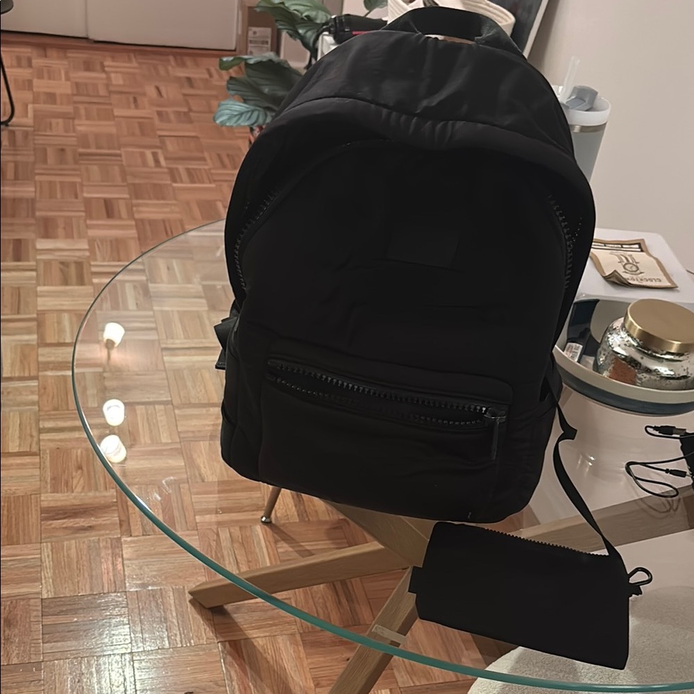 Dagne Dover Black Backpack with Textured Fabric and Medium Size